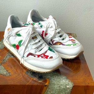 Alex Vinash Floral Sneakers White with Flowers - Rare Find